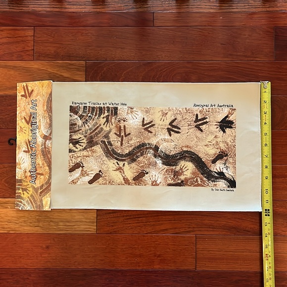 Authentic Aboriginal Art  Kangaroo Tracks at Water Hole by John Smith Gumbula - Picture 4 of 5